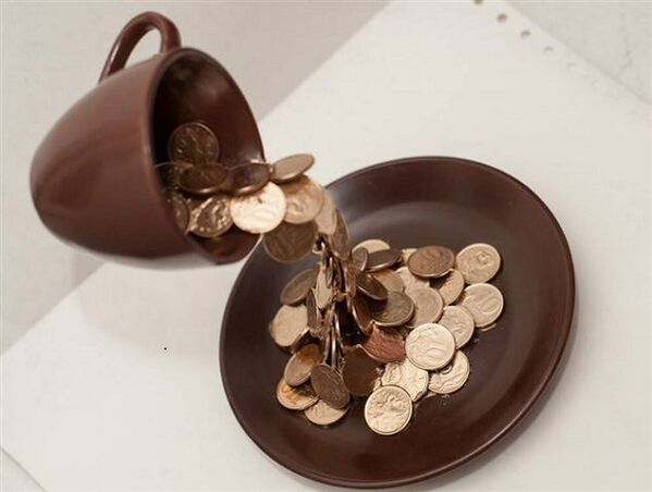 Bowl with coins to attract money